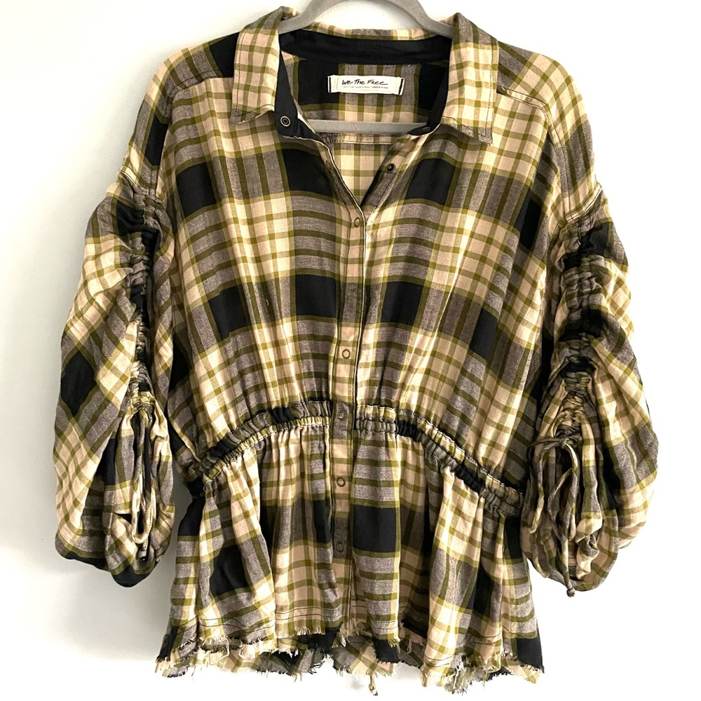 We The Free Free People Pacific Dawn Plaid Boho Top M